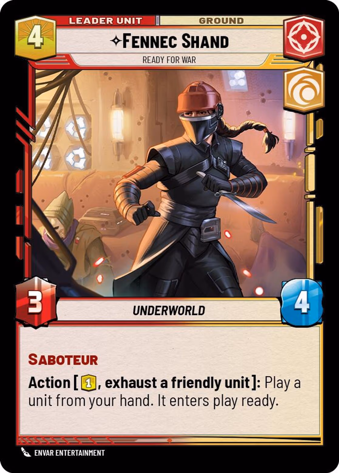 Fennec Shand - Ready for War ASH-002 Star Wars Unlimited card (back face)