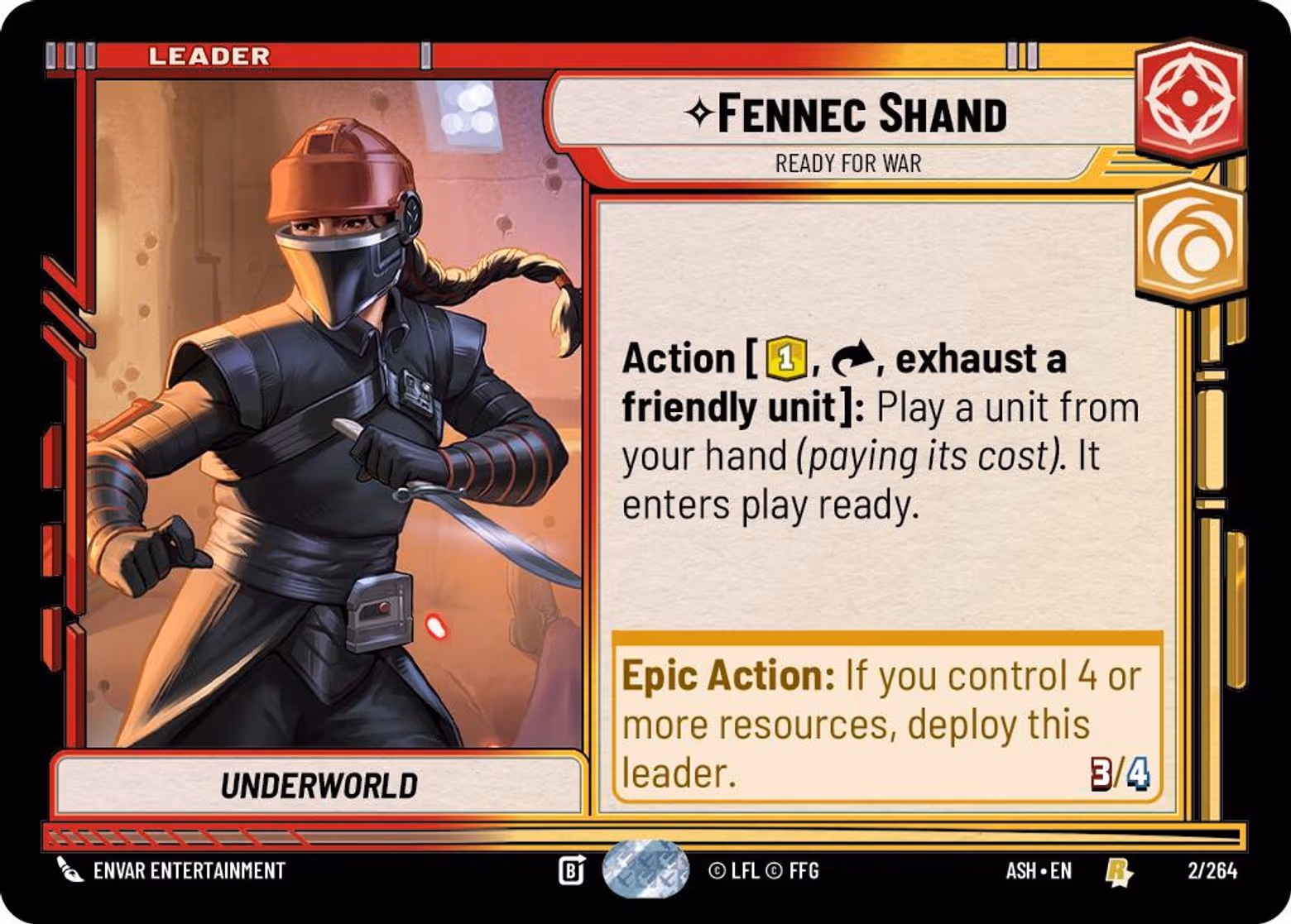 Fennec Shand - Ready for War ASH-002 Star Wars Unlimited card