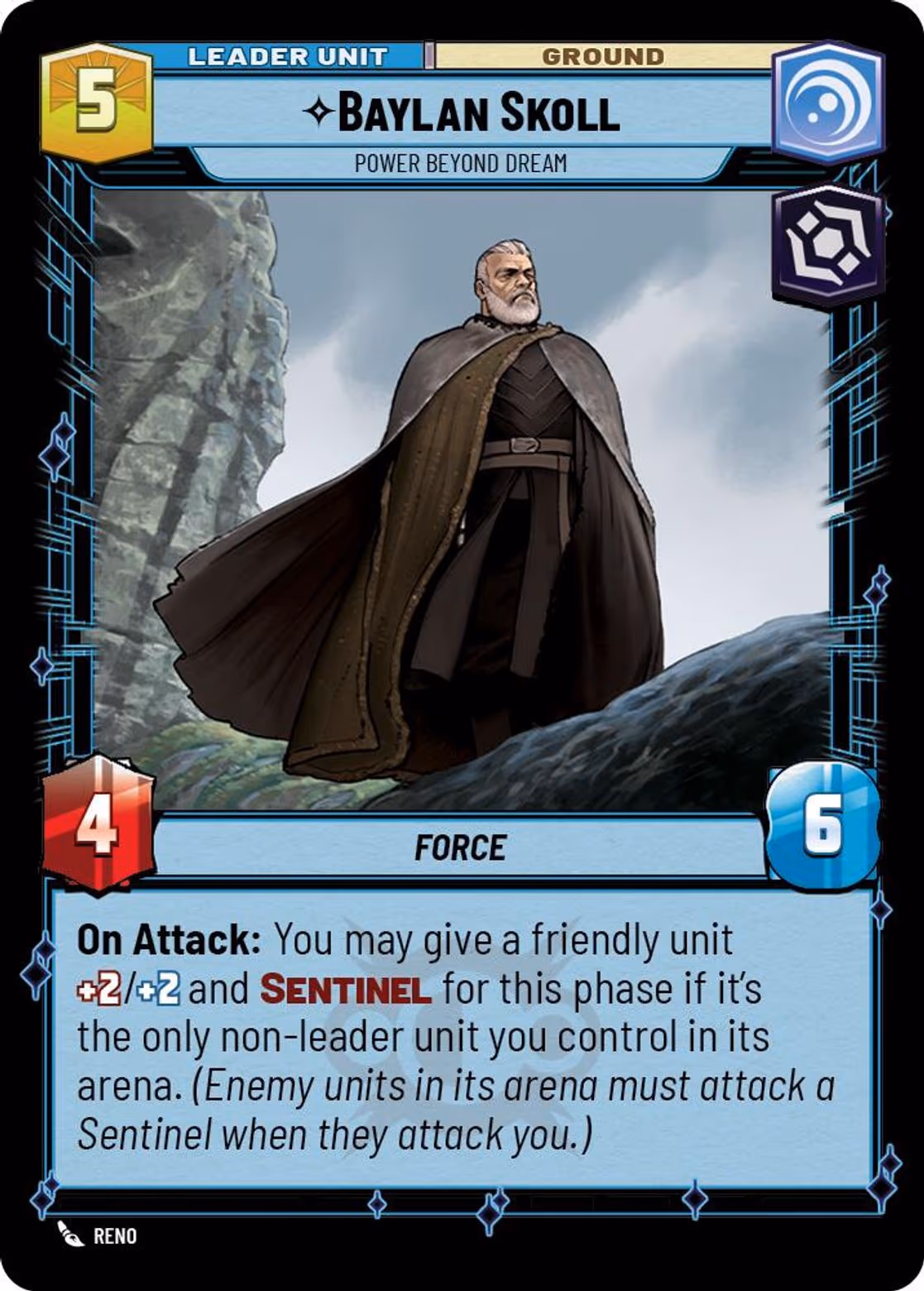 Baylan Skoll - Power Beyond Dream ASH-003 Star Wars Unlimited card (back face)