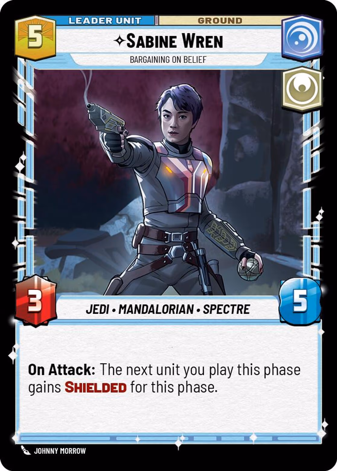 Sabine Wren - Bargaining on Belief ASH-006 Star Wars Unlimited card (back face)