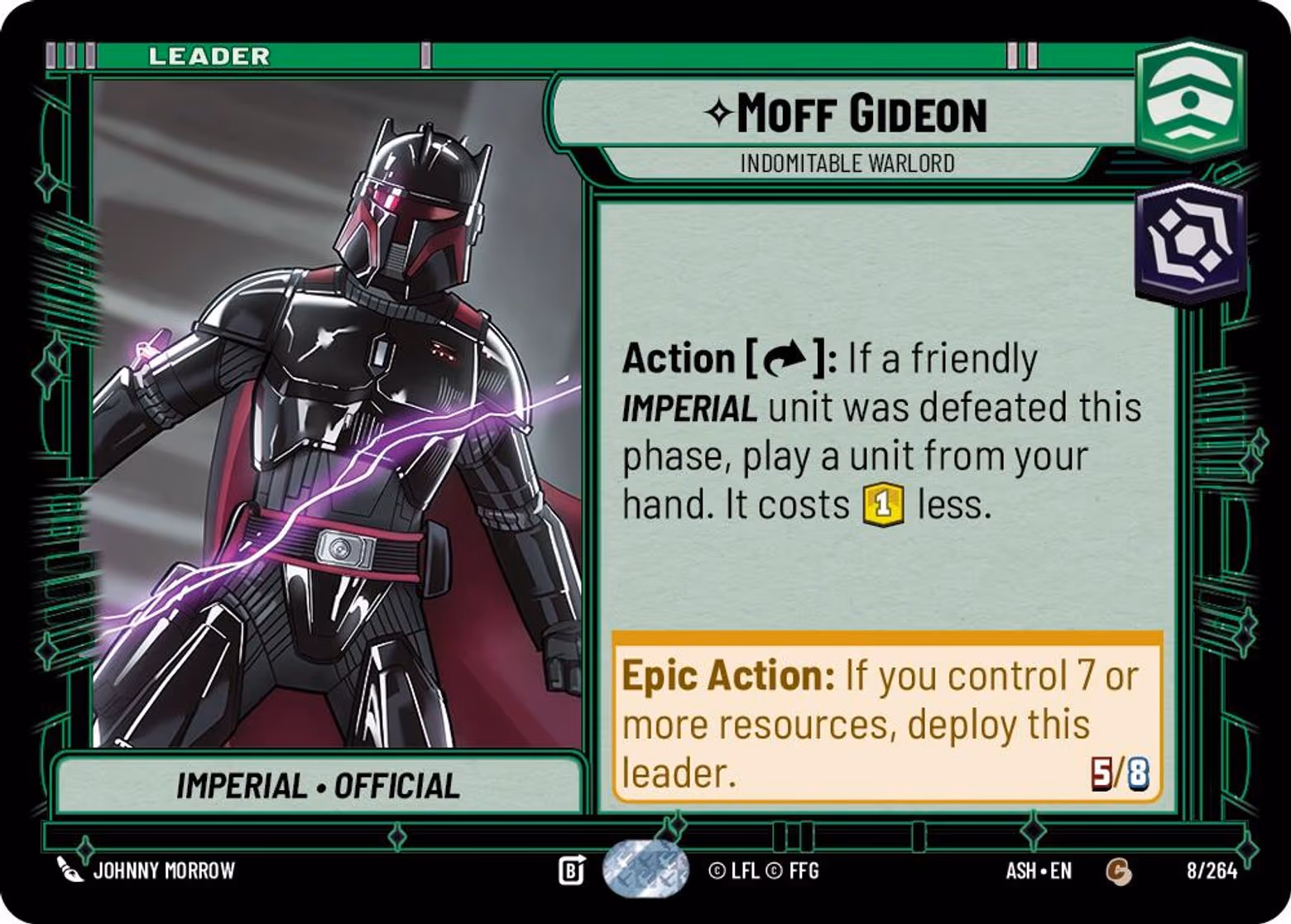 Moff Gideon - Indomitable Warlord ASH-008 Star Wars Unlimited card
