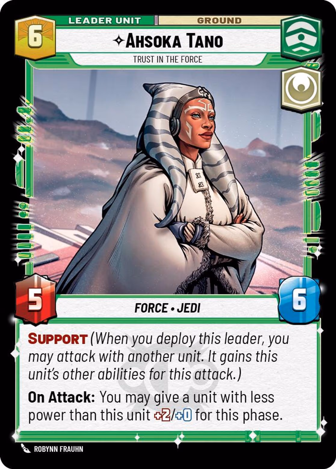 Ahsoka Tano - Trust in the Force ASH-009 Star Wars Unlimited card (back face)