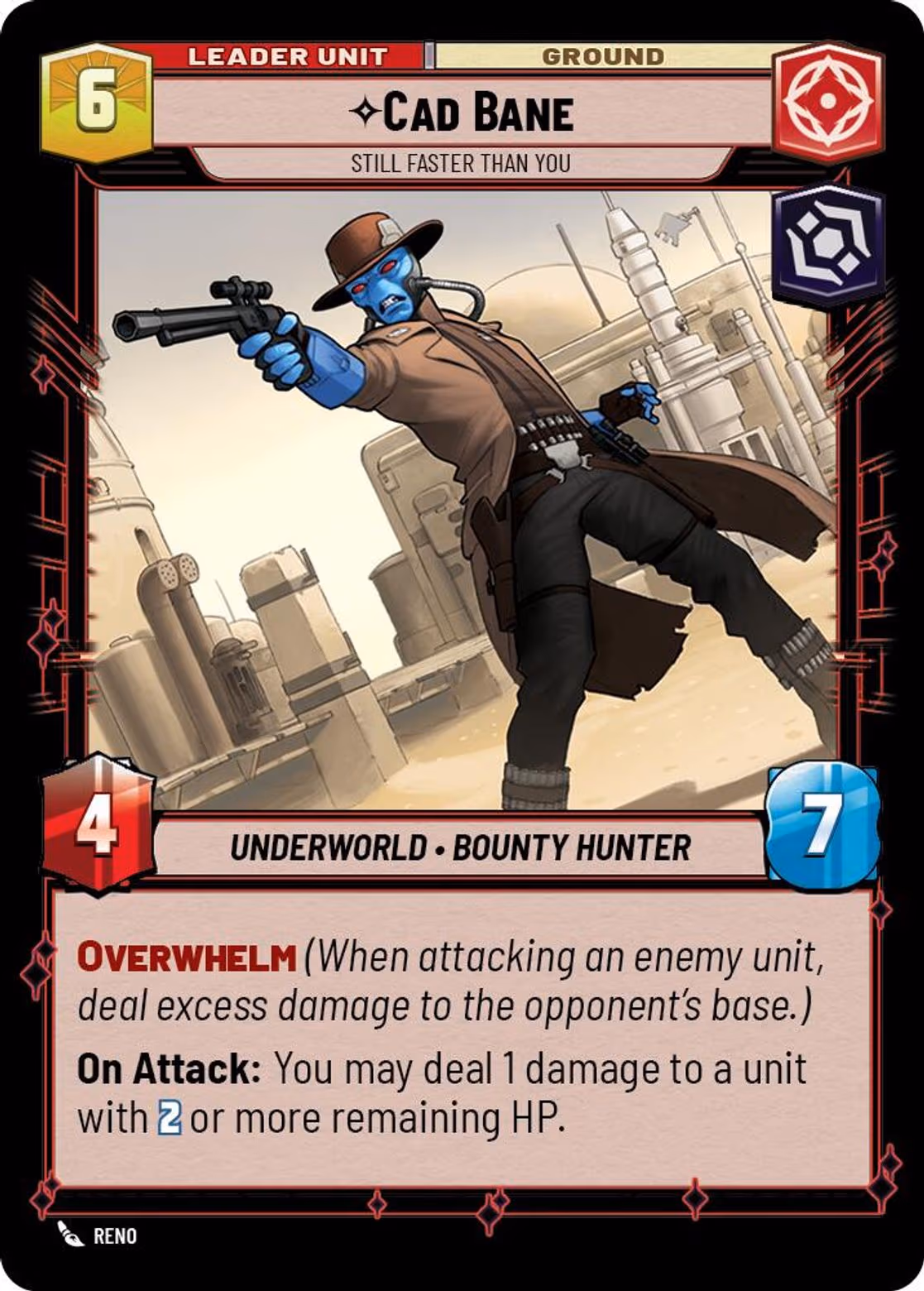 Cad Bane - Still Faster Than You ASH-011 Star Wars Unlimited card (back face)