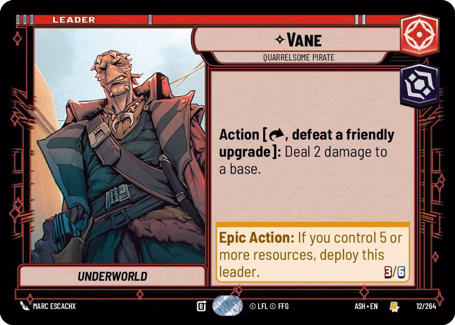 Vane - Quarrelsome Pirate ASH-012 Star Wars Unlimited card