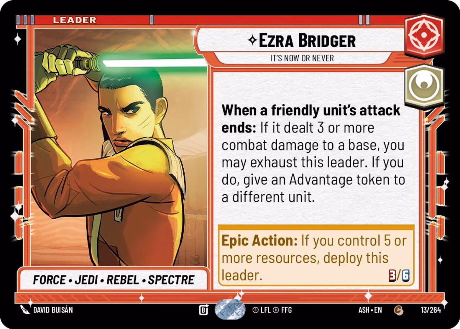 Ezra Bridger - It's Now or Never ASH-013 Star Wars Unlimited card