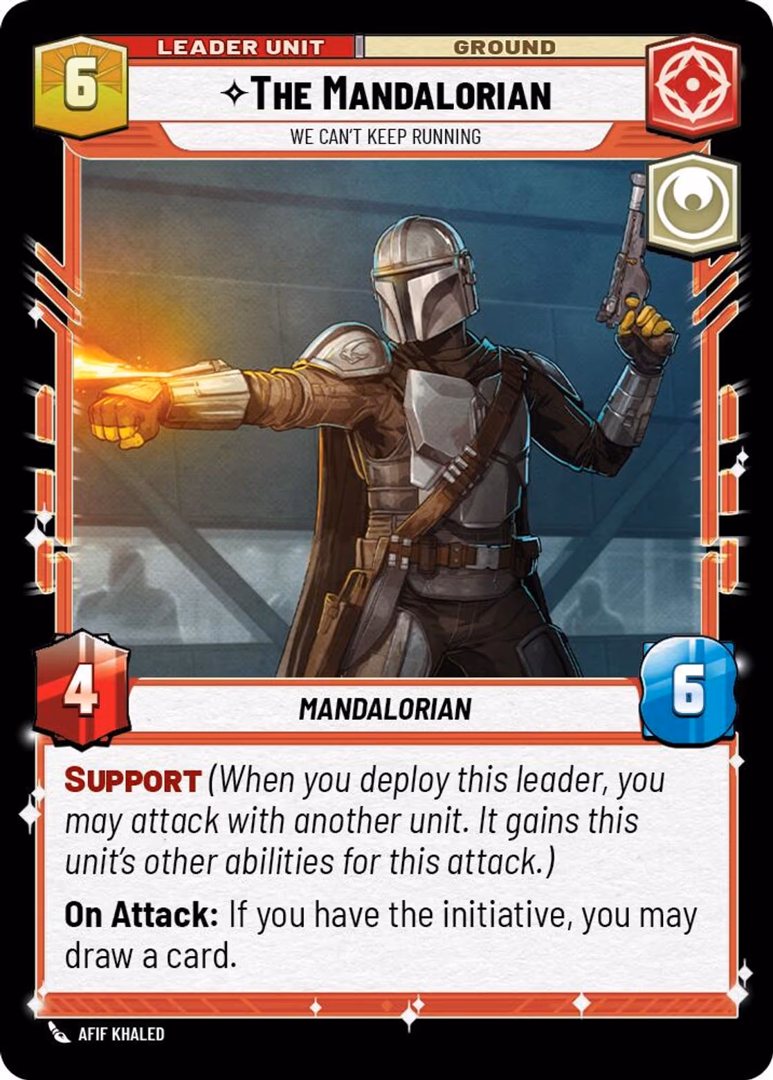 The Mandalorian - We Can't Keep Running ASH-014 Star Wars Unlimited card (back face)