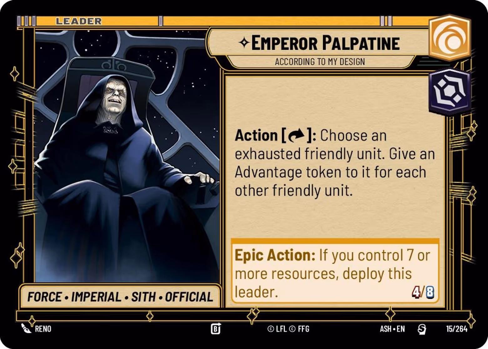 Emperor Palpatine - According to My Design ASH-015 Star Wars Unlimited card