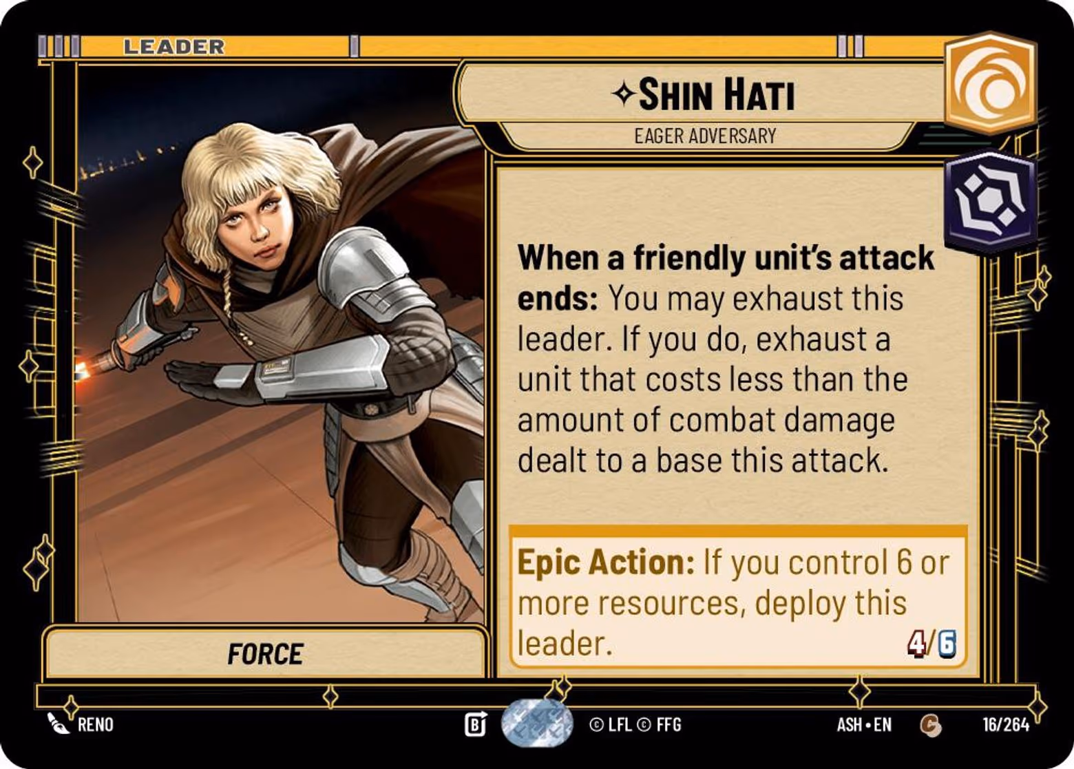 Shin Hati - Eager Adversary ASH-016 Star Wars Unlimited card