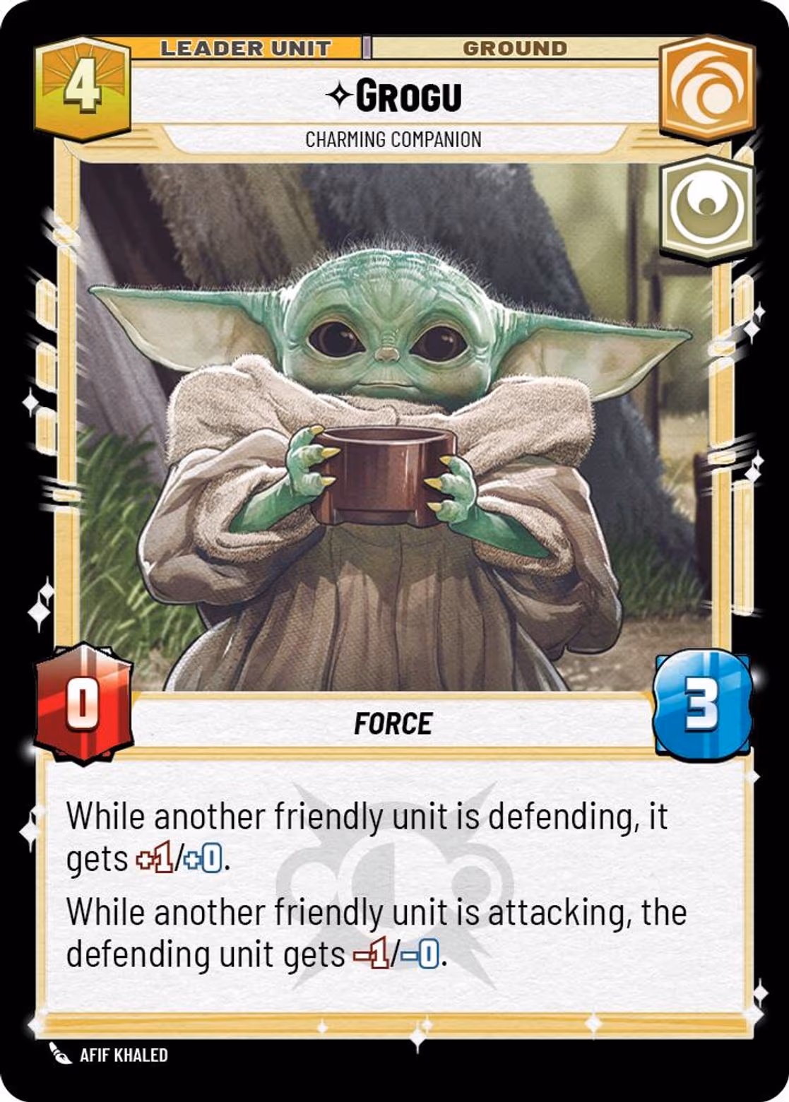 Grogu - Charming Companion ASH-018 Star Wars Unlimited card (back face)