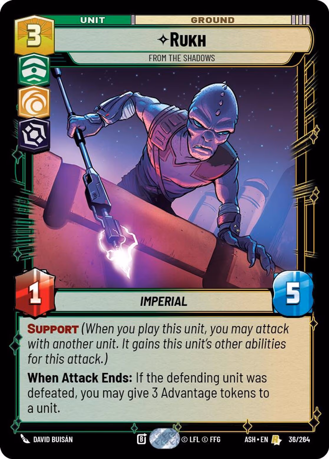 Rukh - From the Shadows ASH-036 Star Wars Unlimited card