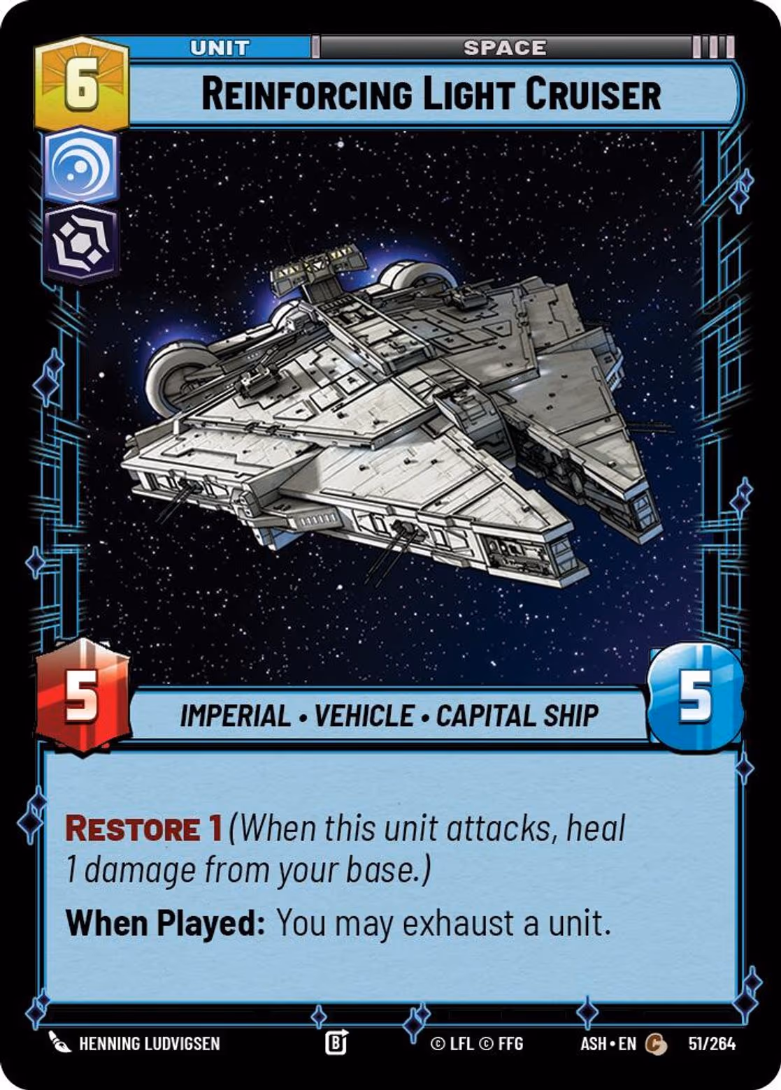 Reinforcing Light Cruiser ASH-051 Star Wars Unlimited card