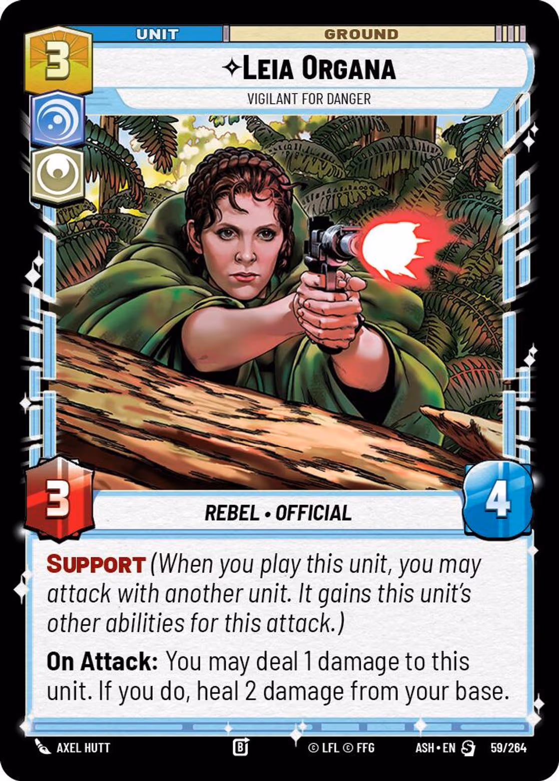 Leia Organa - Vigilant for Danger ASH-059 Star Wars Unlimited card