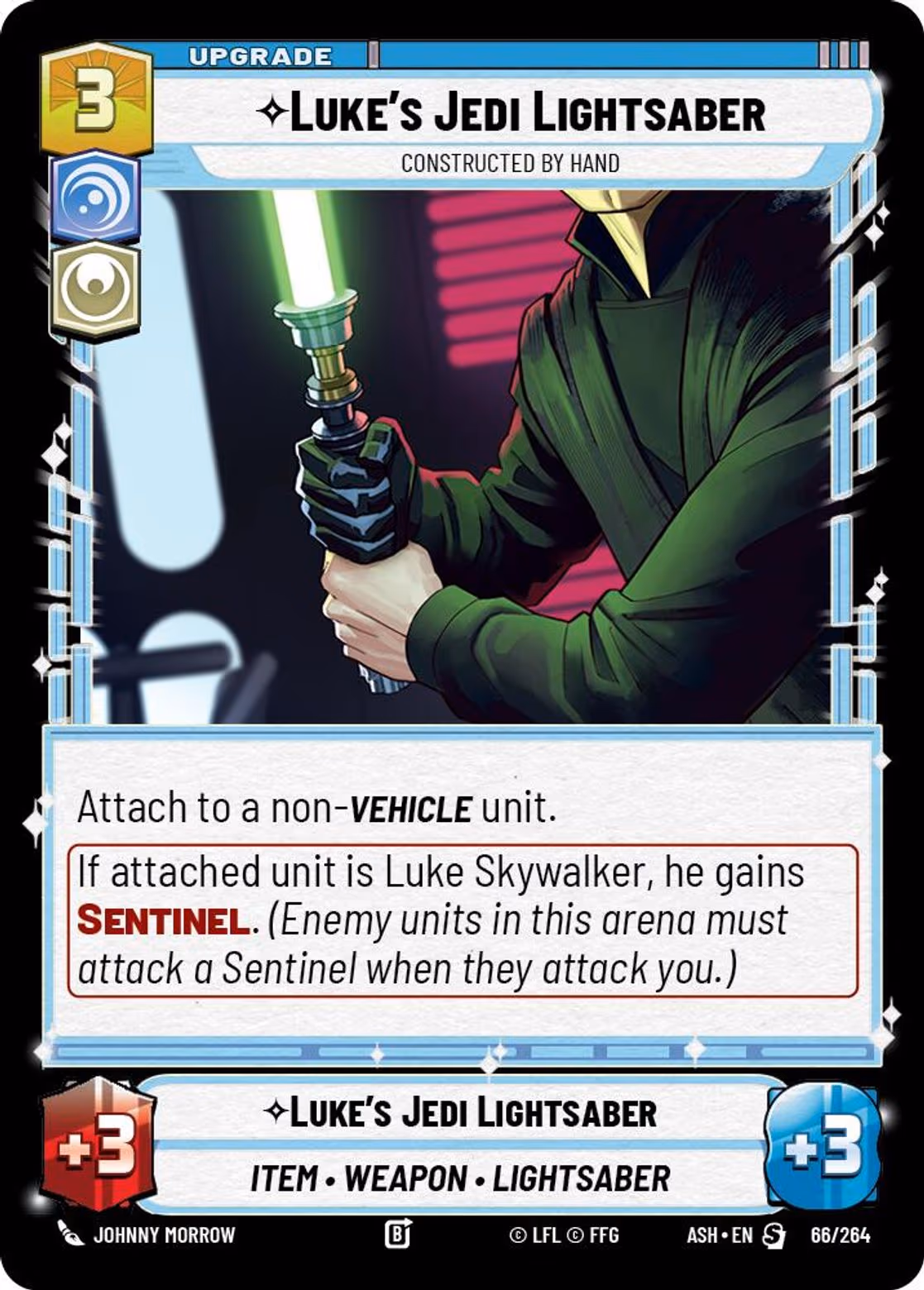 Luke's Jedi Lightsaber - Constructed by Hand ASH-066 Star Wars Unlimited card