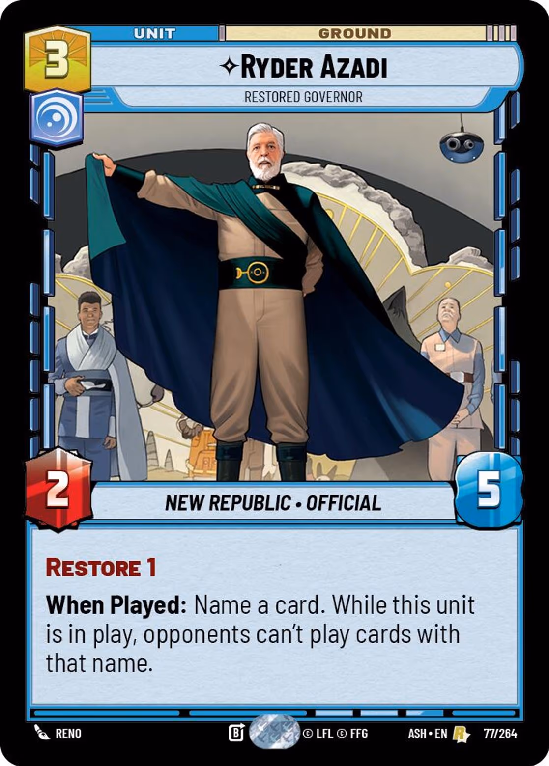 Ryder Azadi - Restored Governor ASH-077 Star Wars Unlimited card
