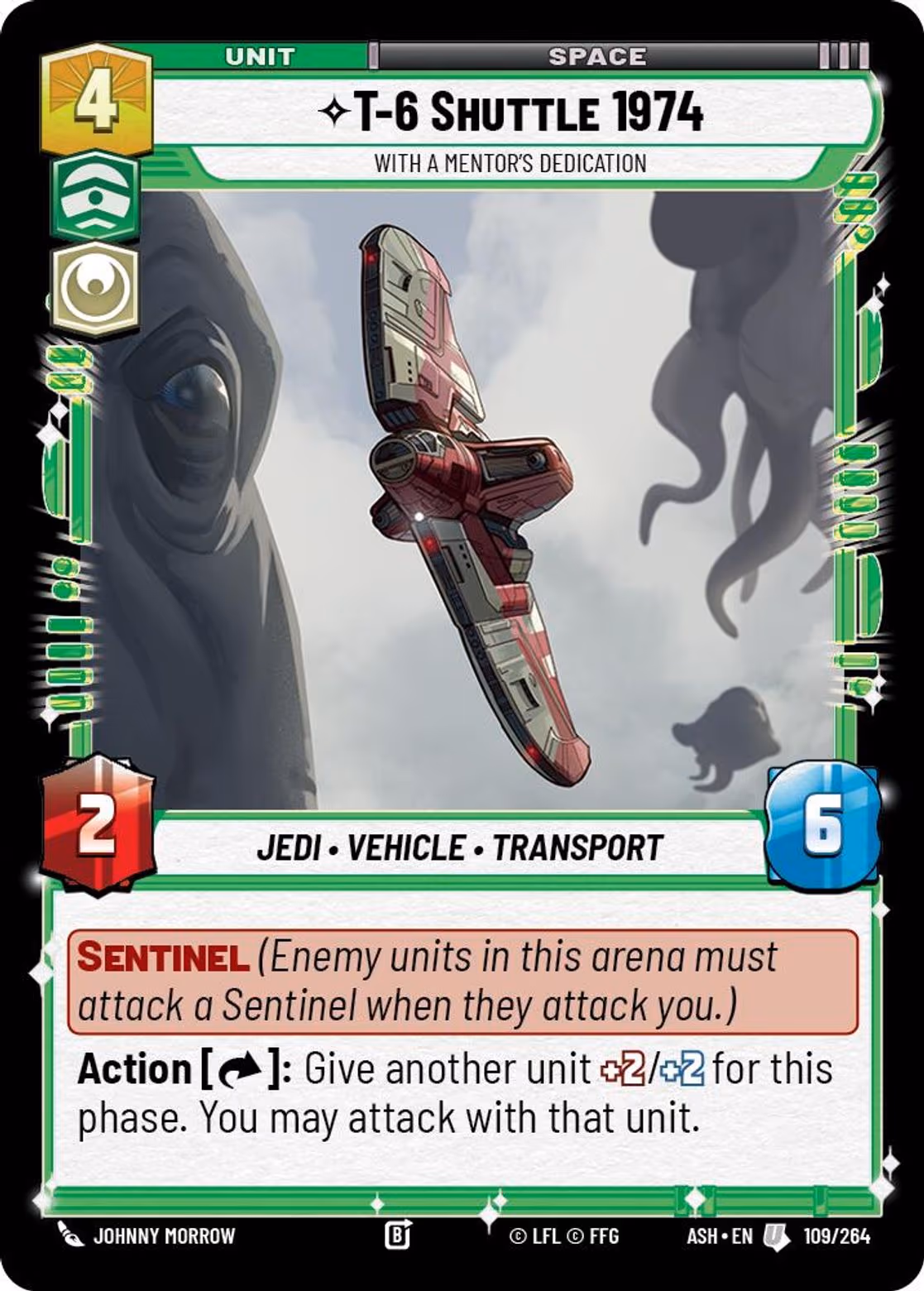T-6 Shuttle 1974 - With a Mentor's Dedication ASH-109 Star Wars Unlimited card