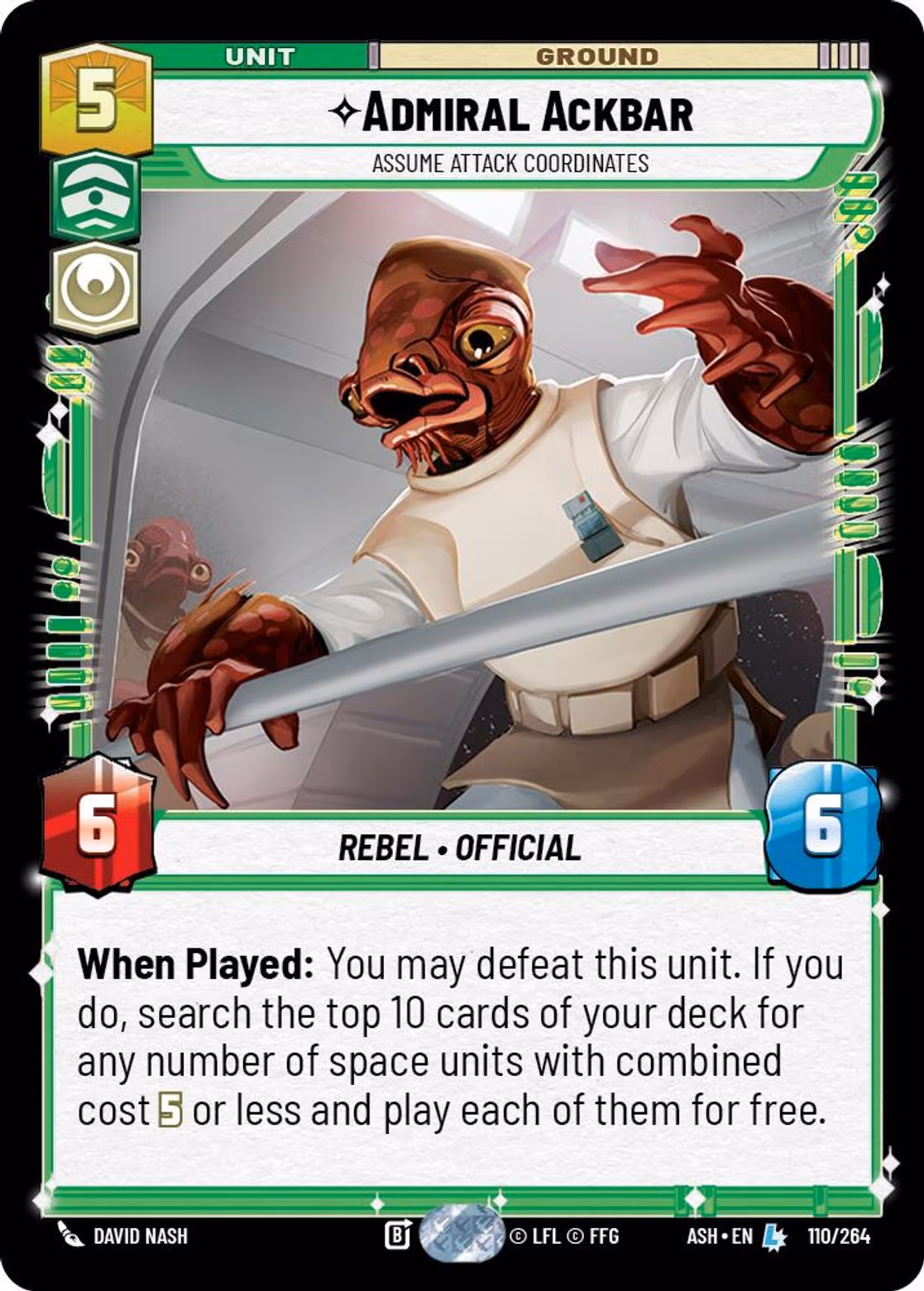 Admiral Ackbar - Assume Attack Coordinates ASH-110 Star Wars Unlimited card