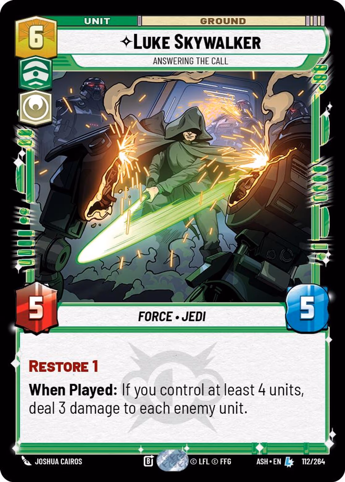 Luke Skywalker - Answering the Call ASH-112 Star Wars Unlimited card