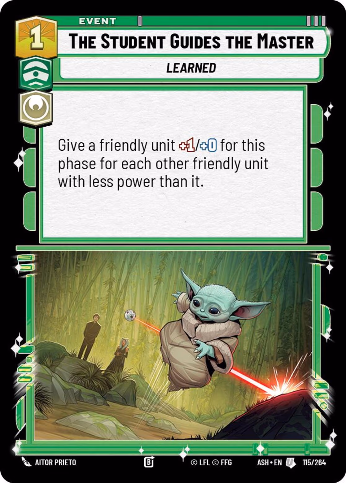 The Student Guides the Master ASH-115 Star Wars Unlimited card