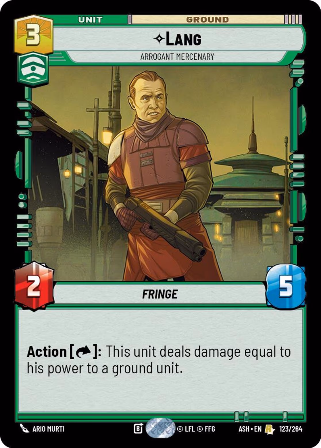 Lang - Arrogant Mercenary ASH-123 Star Wars Unlimited card