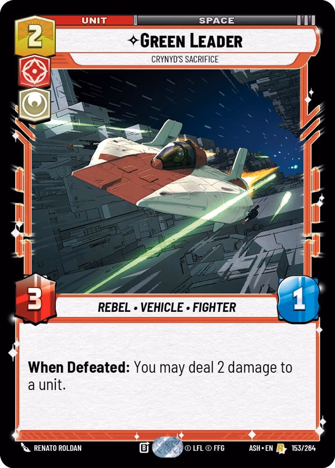 Green Leader - Crynyd's Sacrifice ASH-153 Star Wars Unlimited card