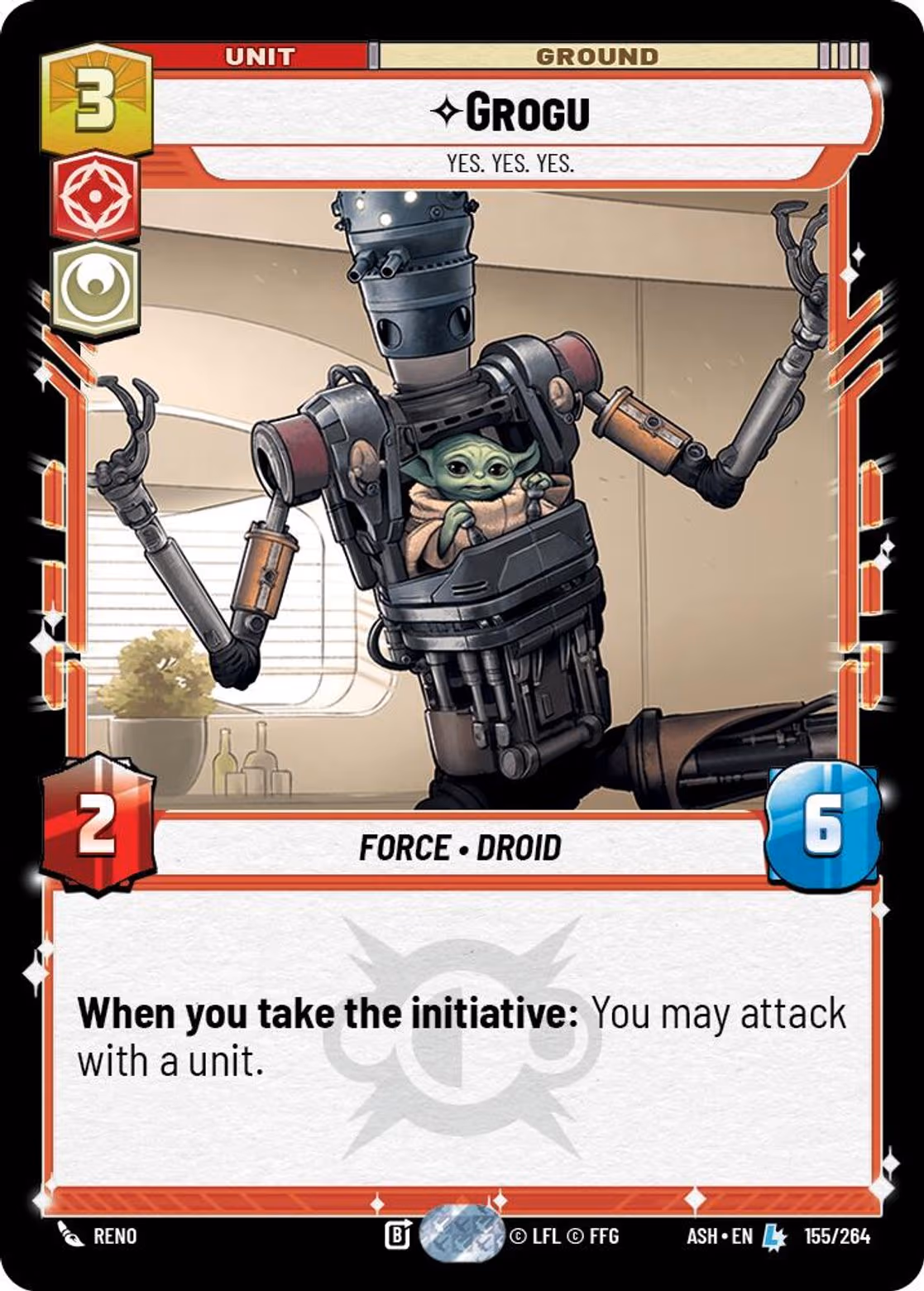 Grogu - Yes. Yes. Yes. ASH-155 Star Wars Unlimited card