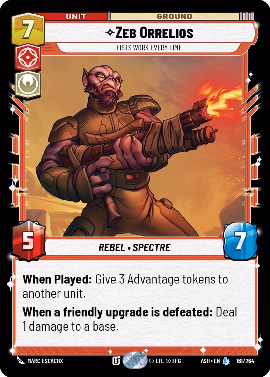 Zeb Orrelios - Fists Work Every Time ASH-161 Star Wars Unlimited card