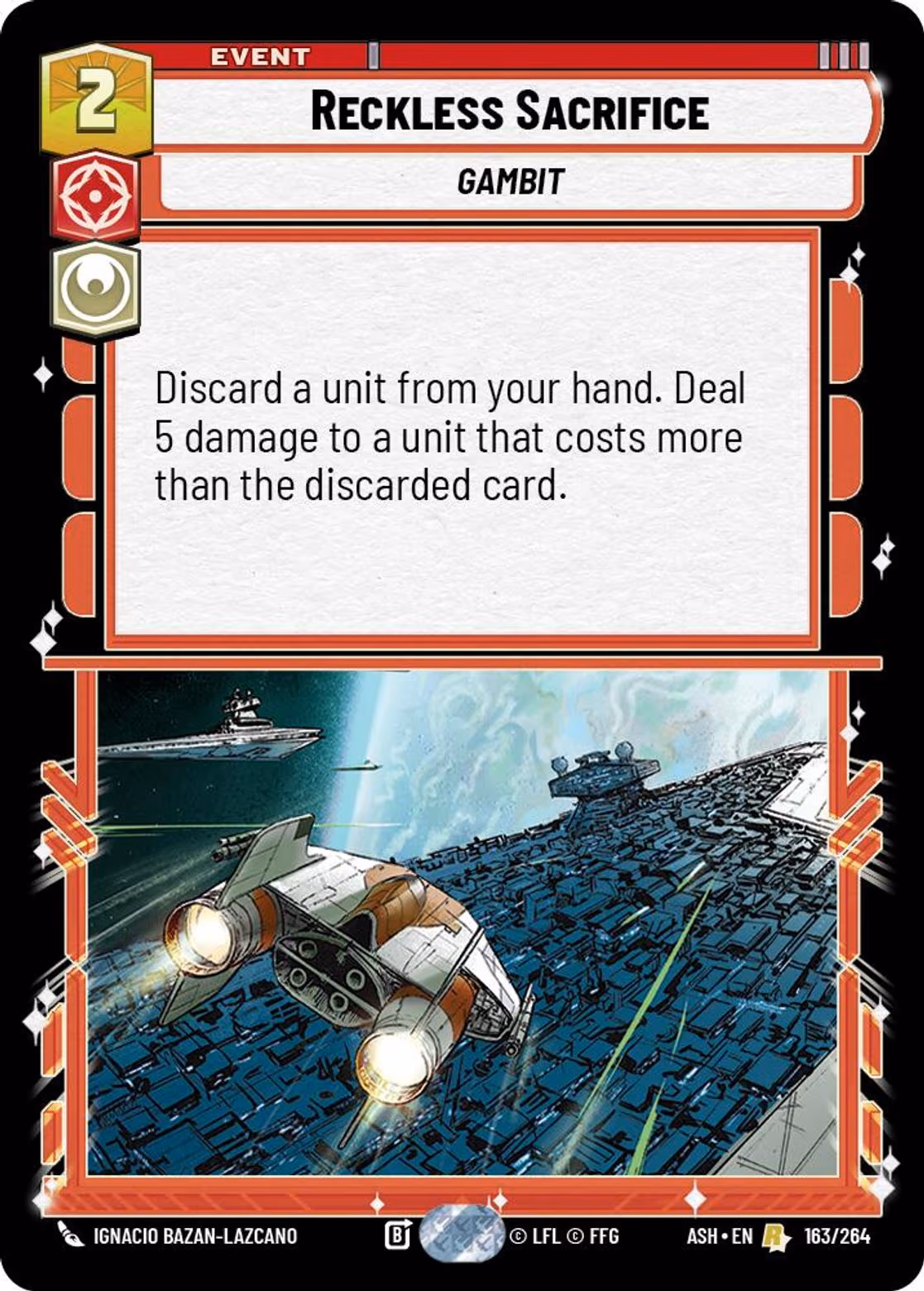 Reckless Sacrifice ASH-163 Star Wars Unlimited card