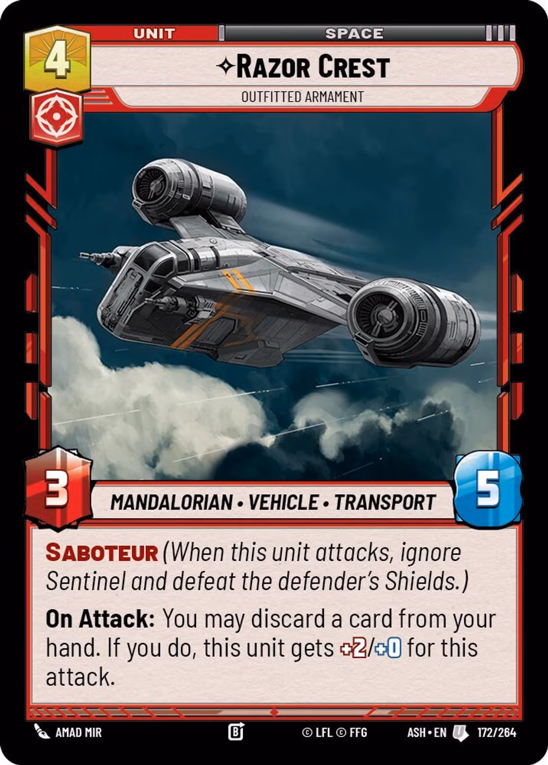 Razor Crest - Outfitted Armament ASH-172 Star Wars Unlimited card