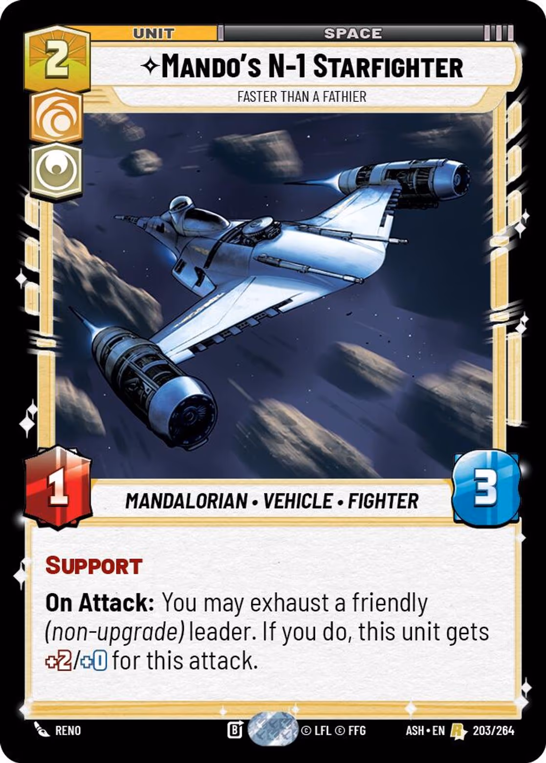Mando's N-1 Starfighter - Faster than a Fathier ASH-203 Star Wars Unlimited card