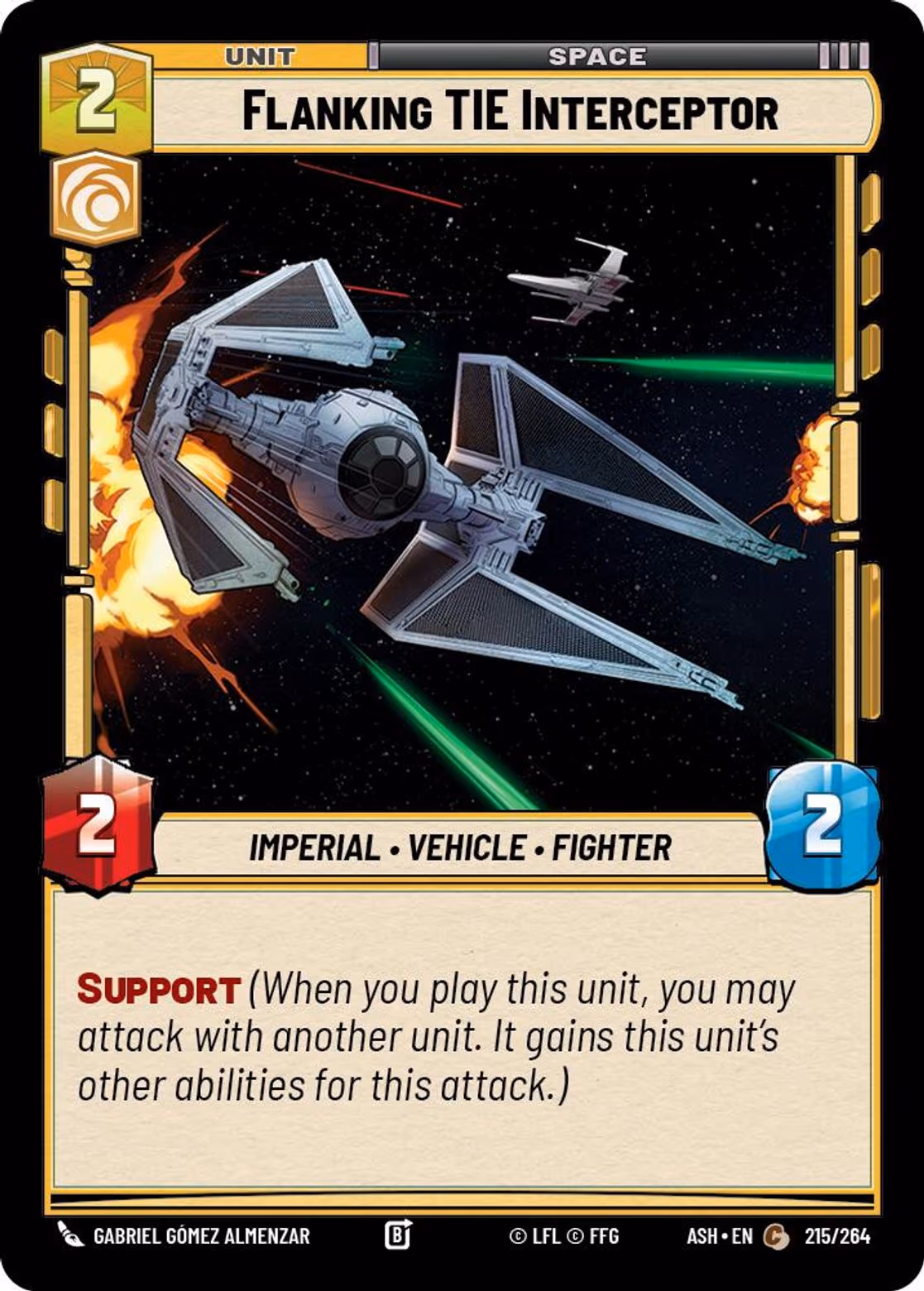 Flanking TIE Interceptor ASH-215 Star Wars Unlimited card