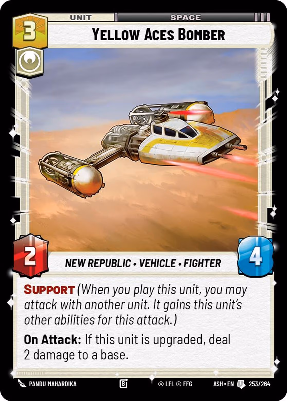 Yellow Aces Bomber ASH-253 Star Wars Unlimited card