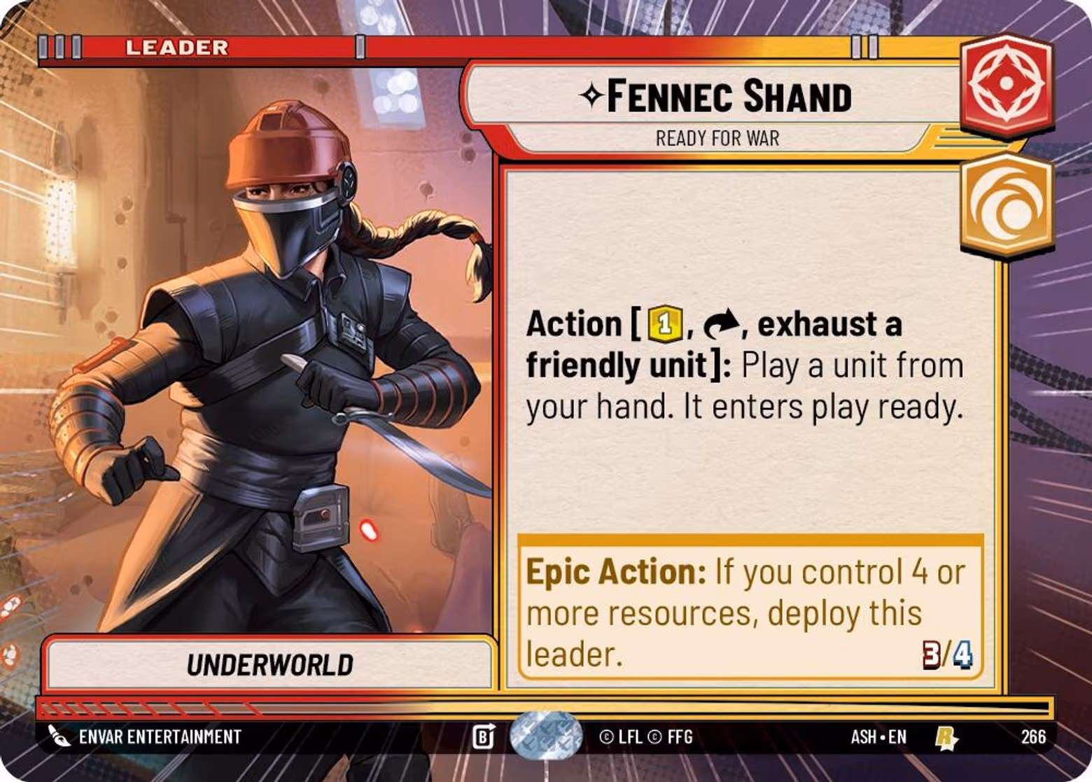 Fennec Shand - Ready for War ASH-266 Hyperspace Star Wars Unlimited card