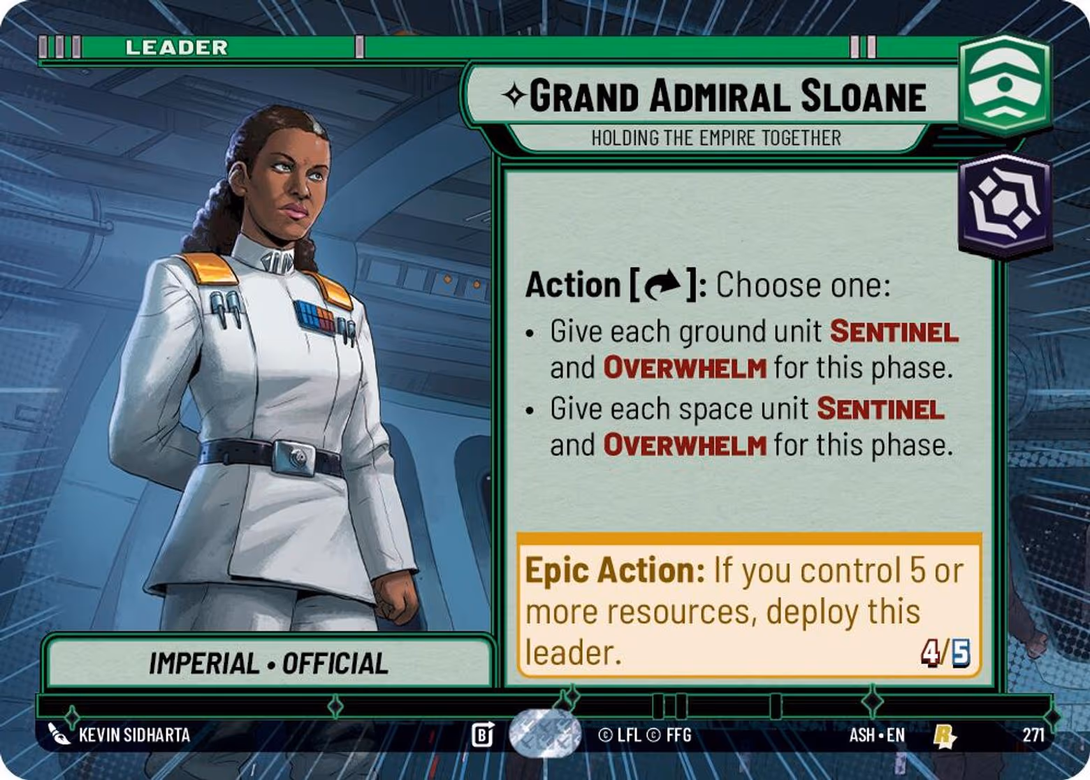 Grand Admiral Sloane - Holding the Empire Together ASH-271 Hyperspace Star Wars Unlimited card