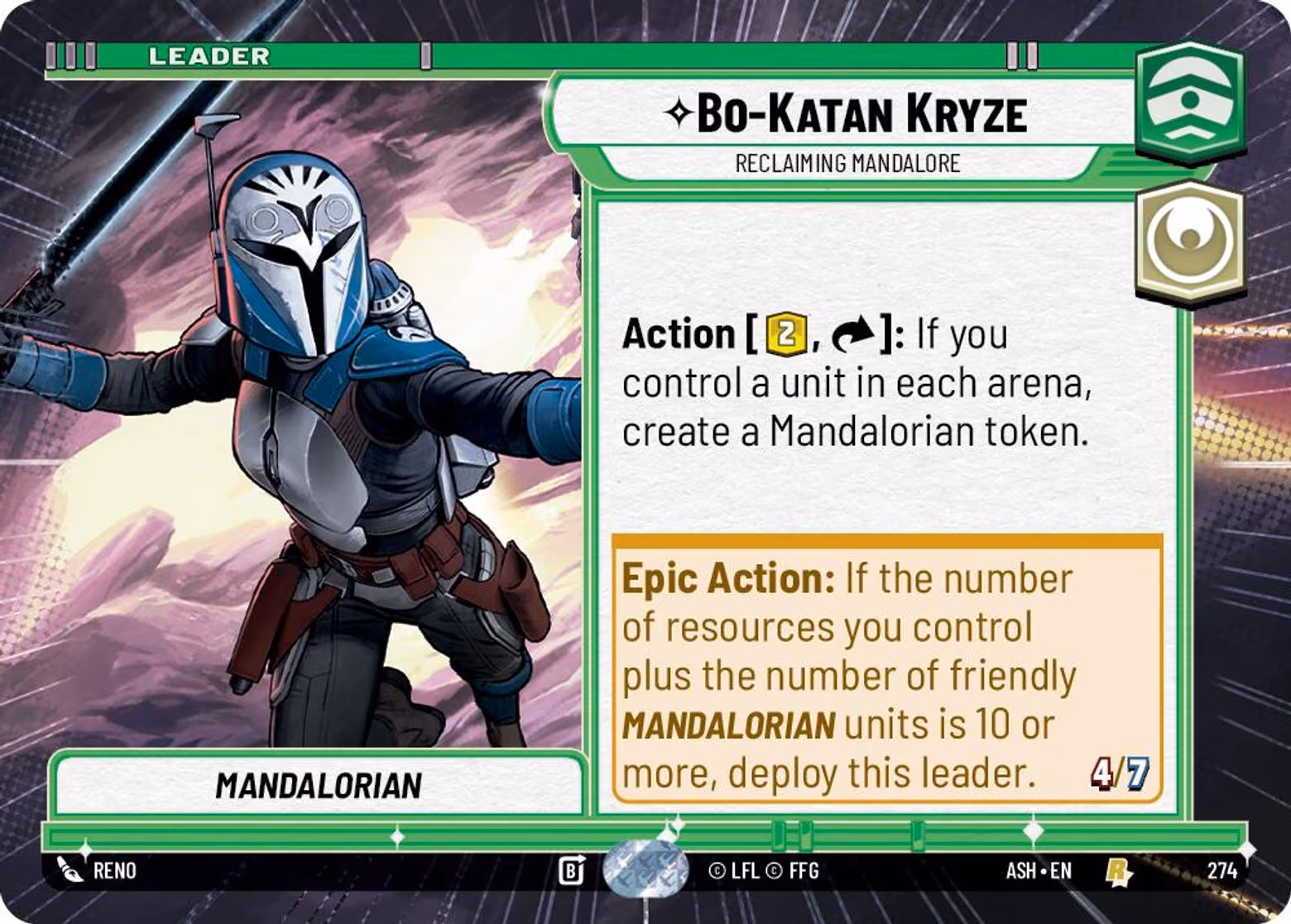 Bo-Katan Kryze - Reclaiming Mandalore ASH-274 Hyperspace Star Wars Unlimited card