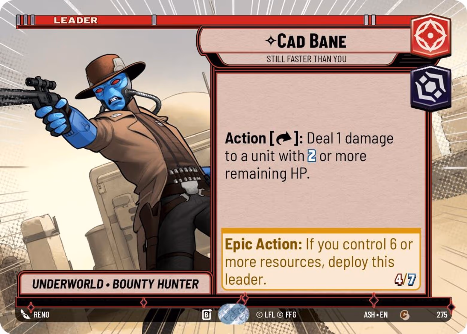 Cad Bane - Still Faster Than You ASH-275 Hyperspace Star Wars Unlimited card