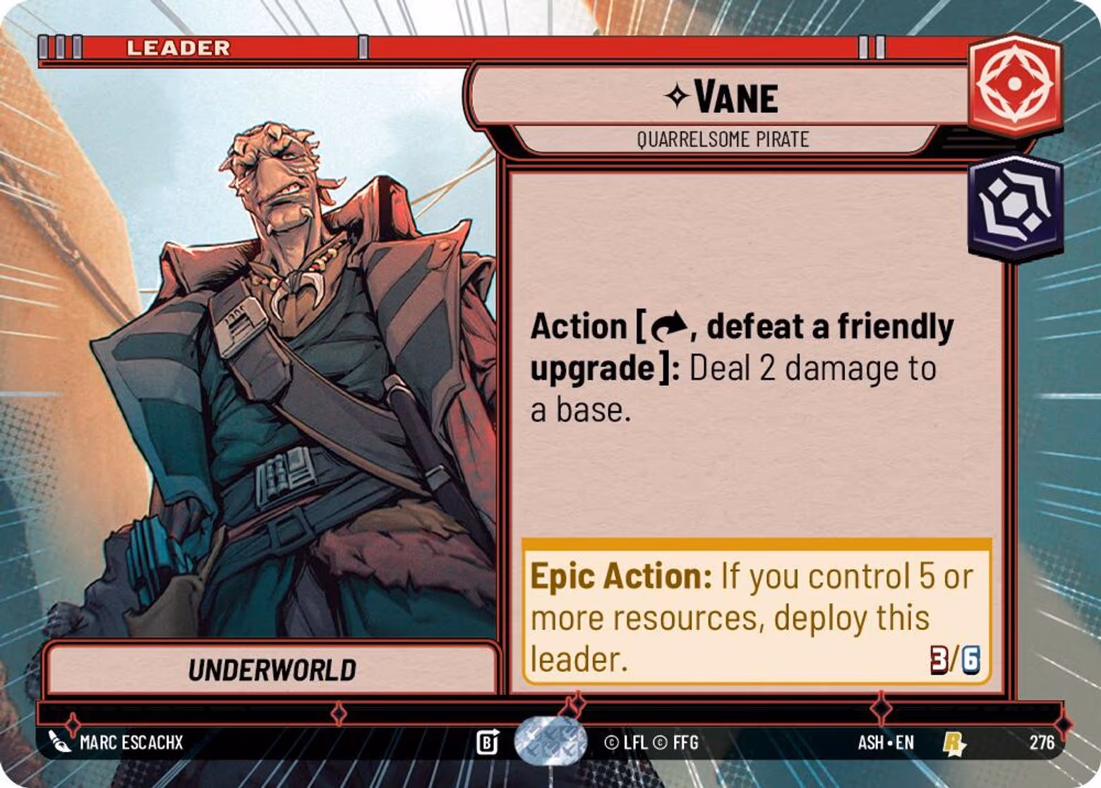Vane - Quarrelsome Pirate ASH-276 Hyperspace Star Wars Unlimited card