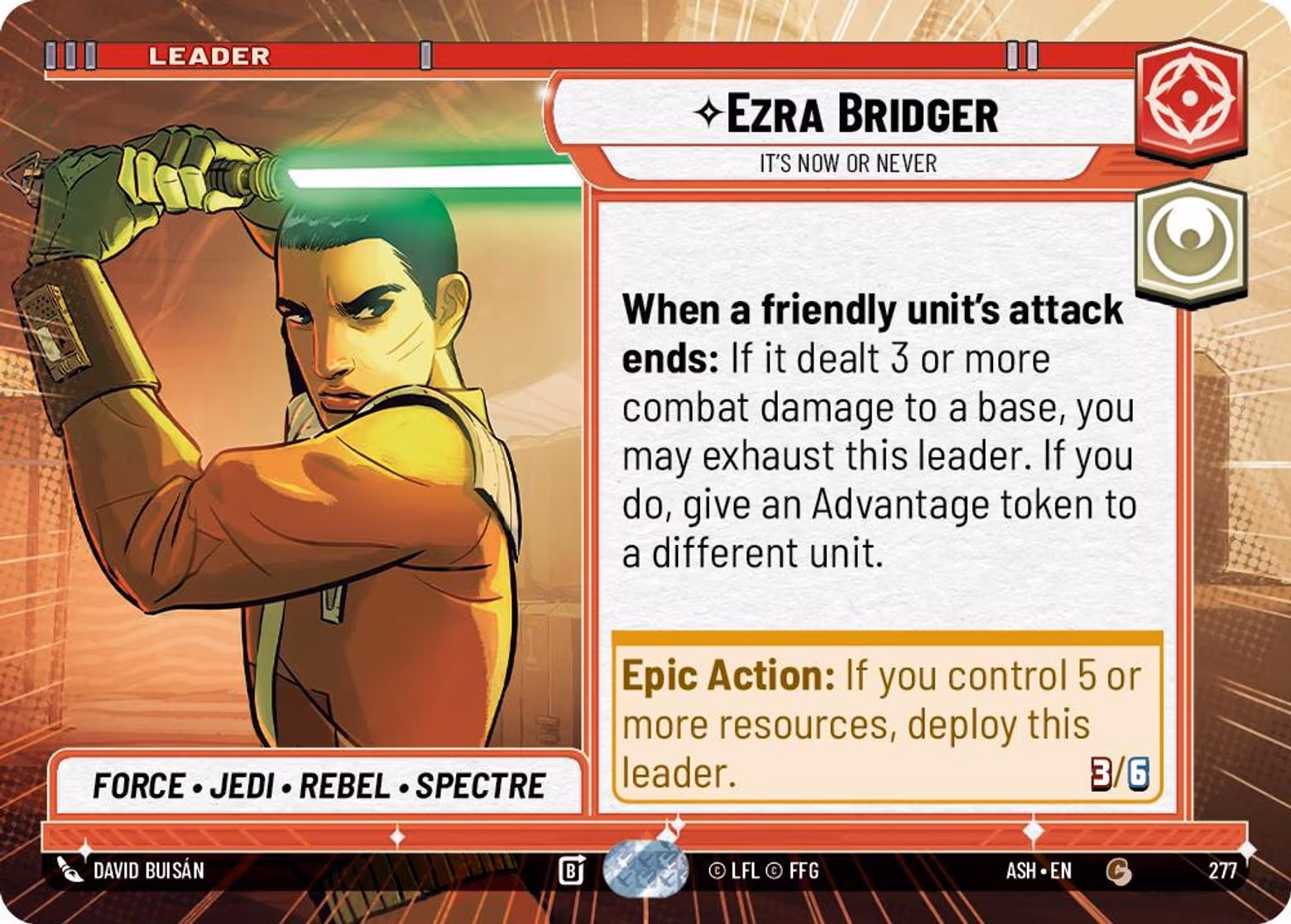 Ezra Bridger - It's Now or Never ASH-277 Hyperspace Star Wars Unlimited card