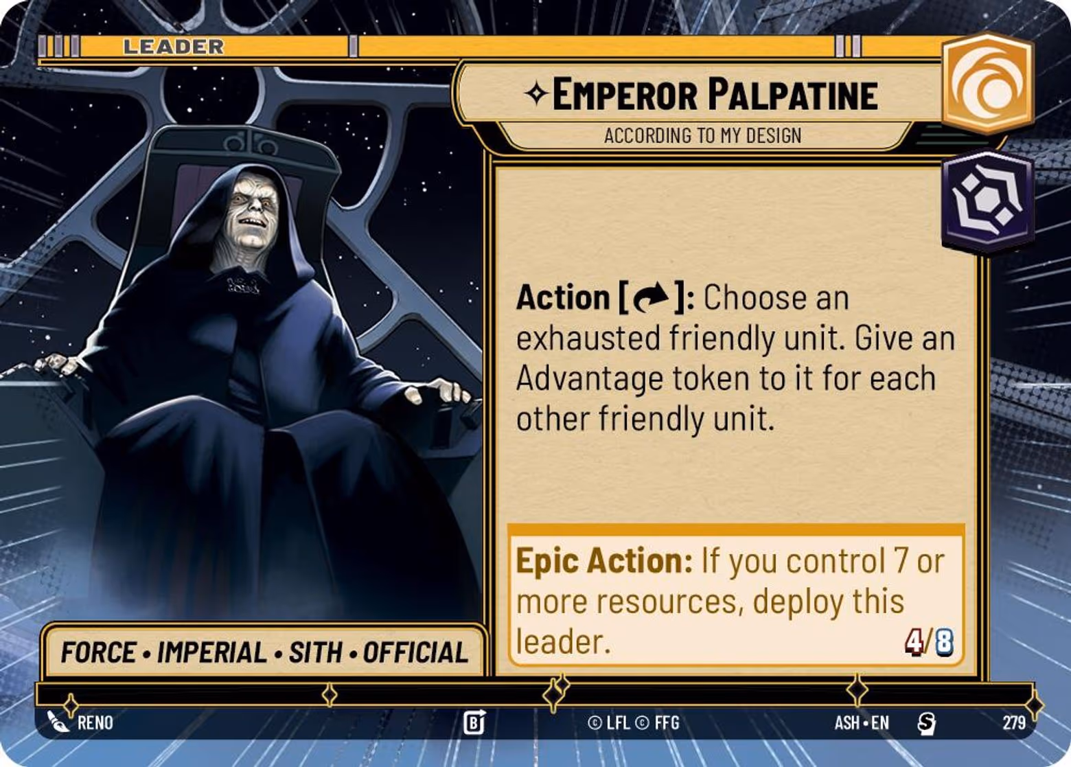 Emperor Palpatine - According to My Design ASH-279 Hyperspace Star Wars Unlimited card