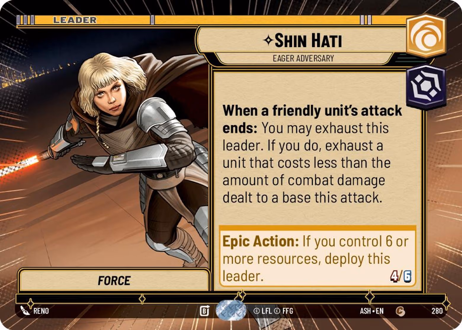 Shin Hati - Eager Adversary ASH-280 Hyperspace Star Wars Unlimited card