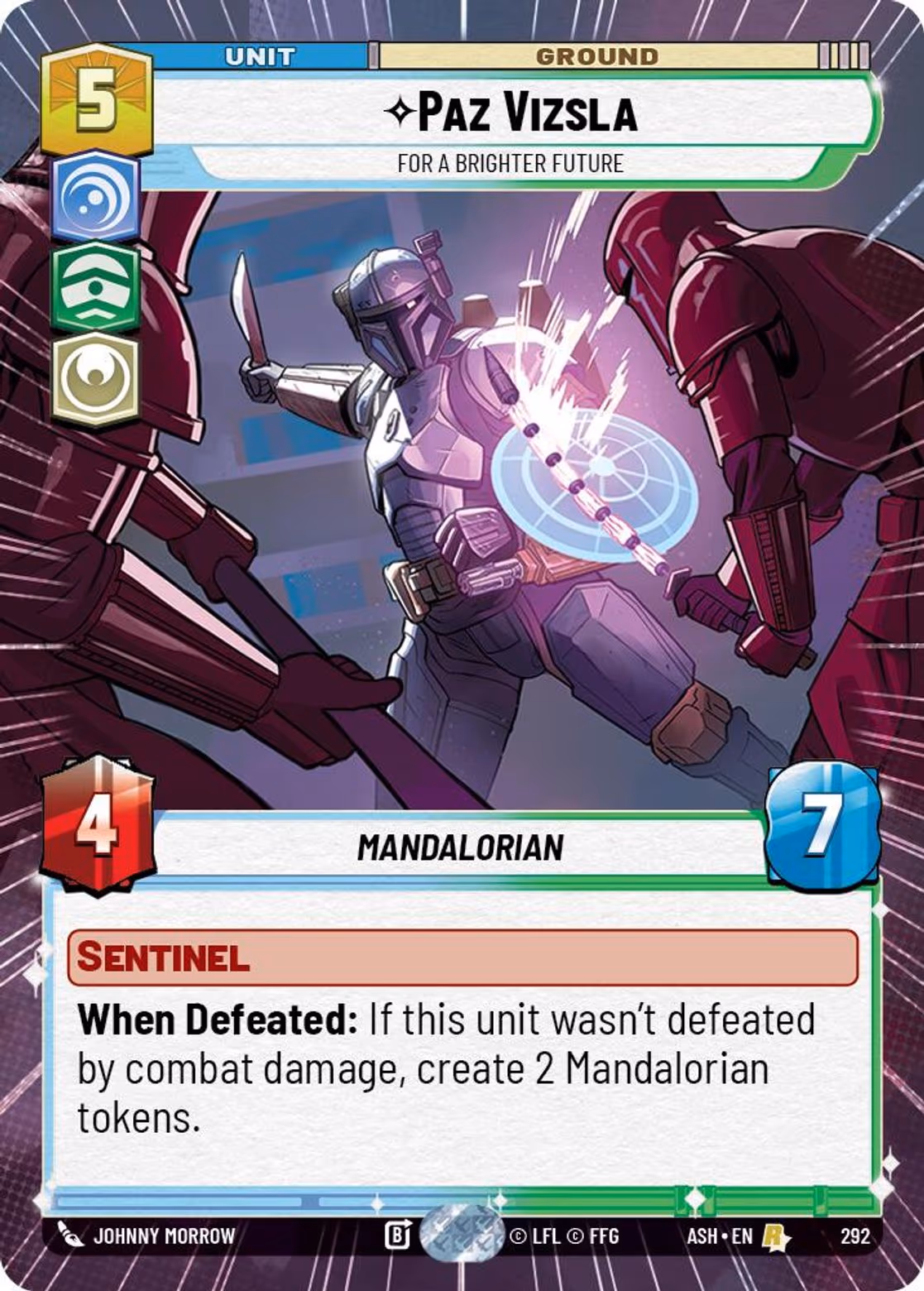 Paz Vizsla - For a Brighter Future ASH-292 Hyperspace Star Wars Unlimited card