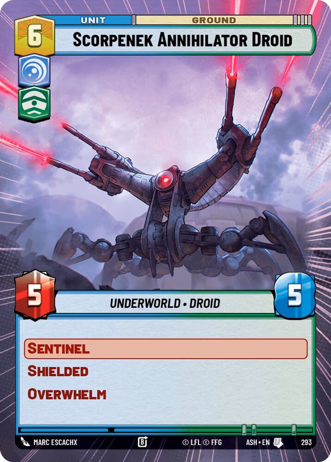 Scorpenek Annihilator Droid ASH-293 Hyperspace Star Wars Unlimited card