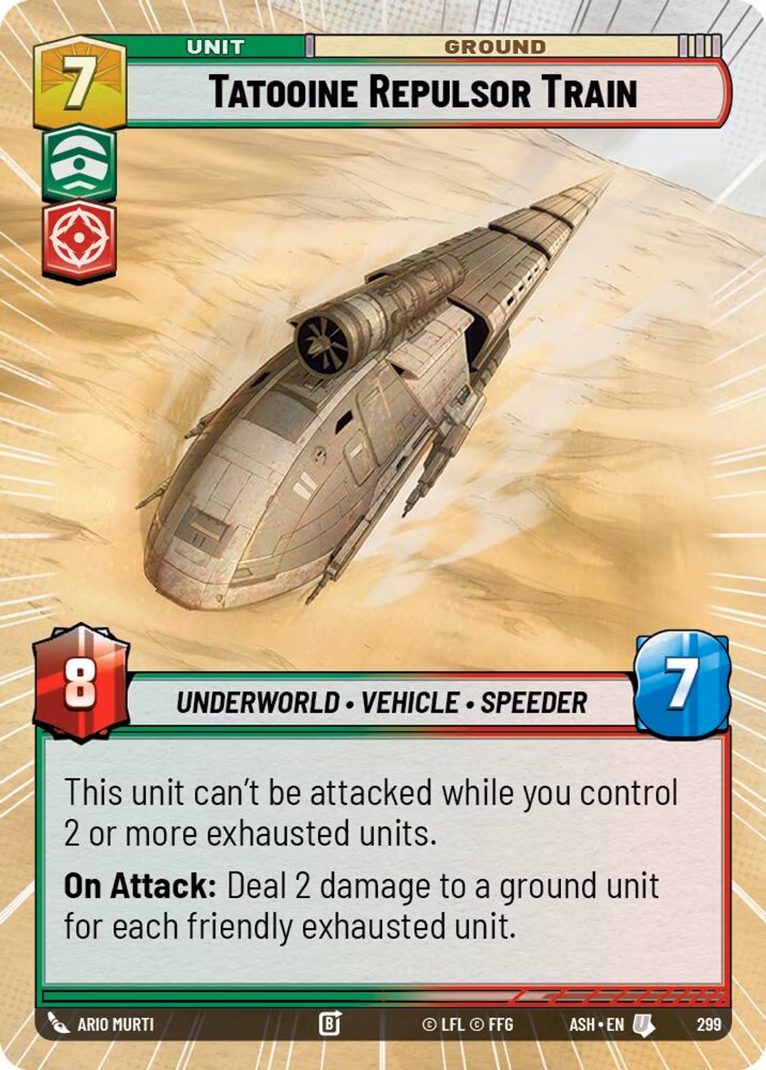 Tatooine Repulsor Train ASH-299 Hyperspace Star Wars Unlimited card