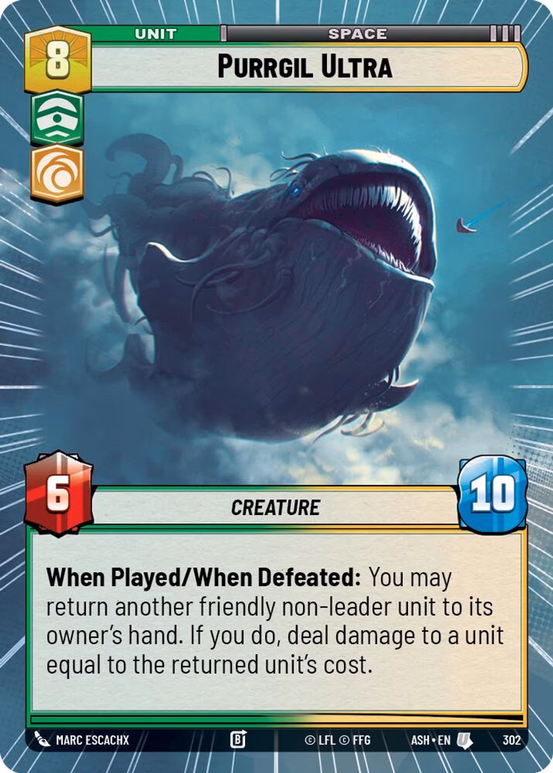 Purrgil Ultra ASH-302 Hyperspace Star Wars Unlimited card