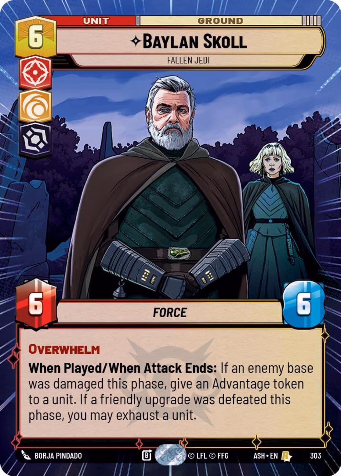 Baylan Skoll - Fallen Jedi ASH-303 Hyperspace Star Wars Unlimited card