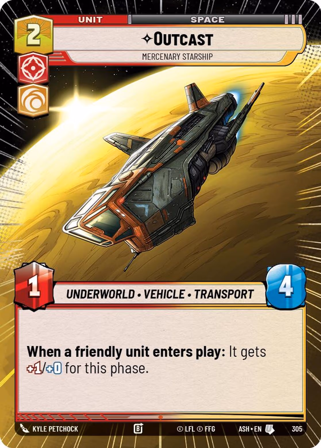 Outcast - Mercenary Starship ASH-305 Hyperspace Star Wars Unlimited card
