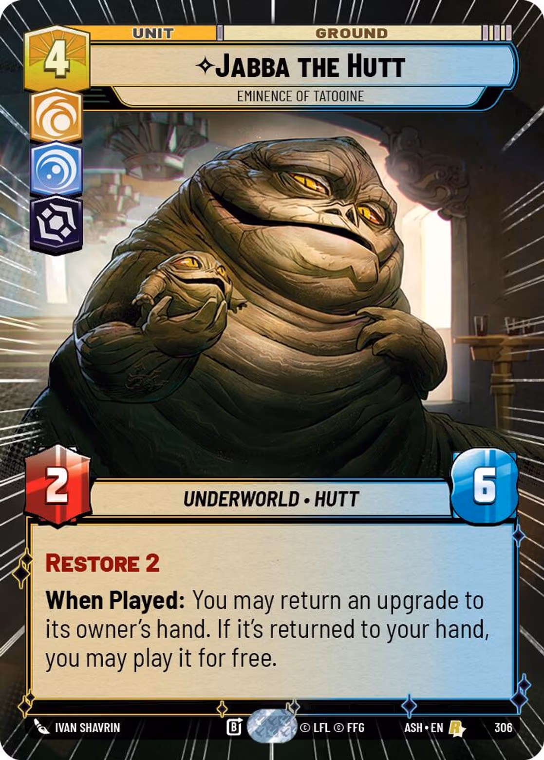 Jabba the Hutt - Eminence of Tatooine ASH-306 Hyperspace Star Wars Unlimited card