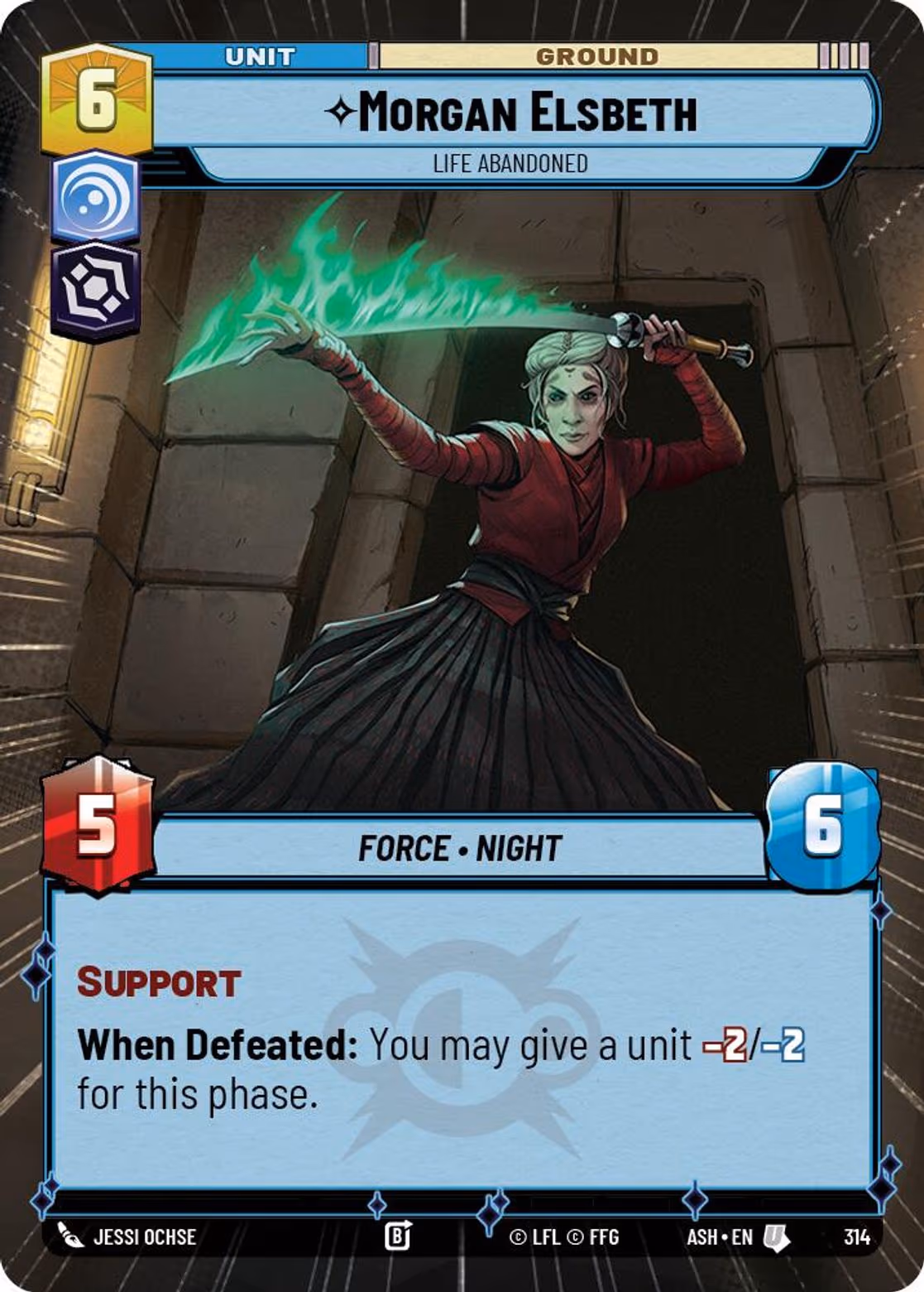 Morgan Elsbeth - Life Abandoned ASH-314 Hyperspace Star Wars Unlimited card