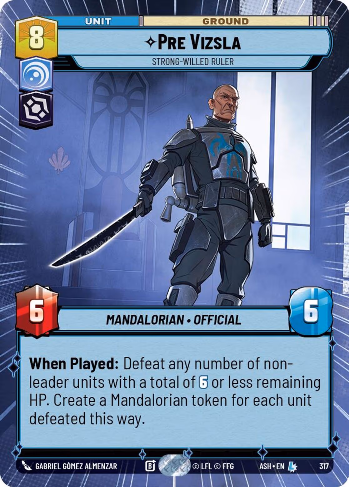 Pre Vizsla - Strong-Willed Ruler ASH-317 Hyperspace Star Wars Unlimited card