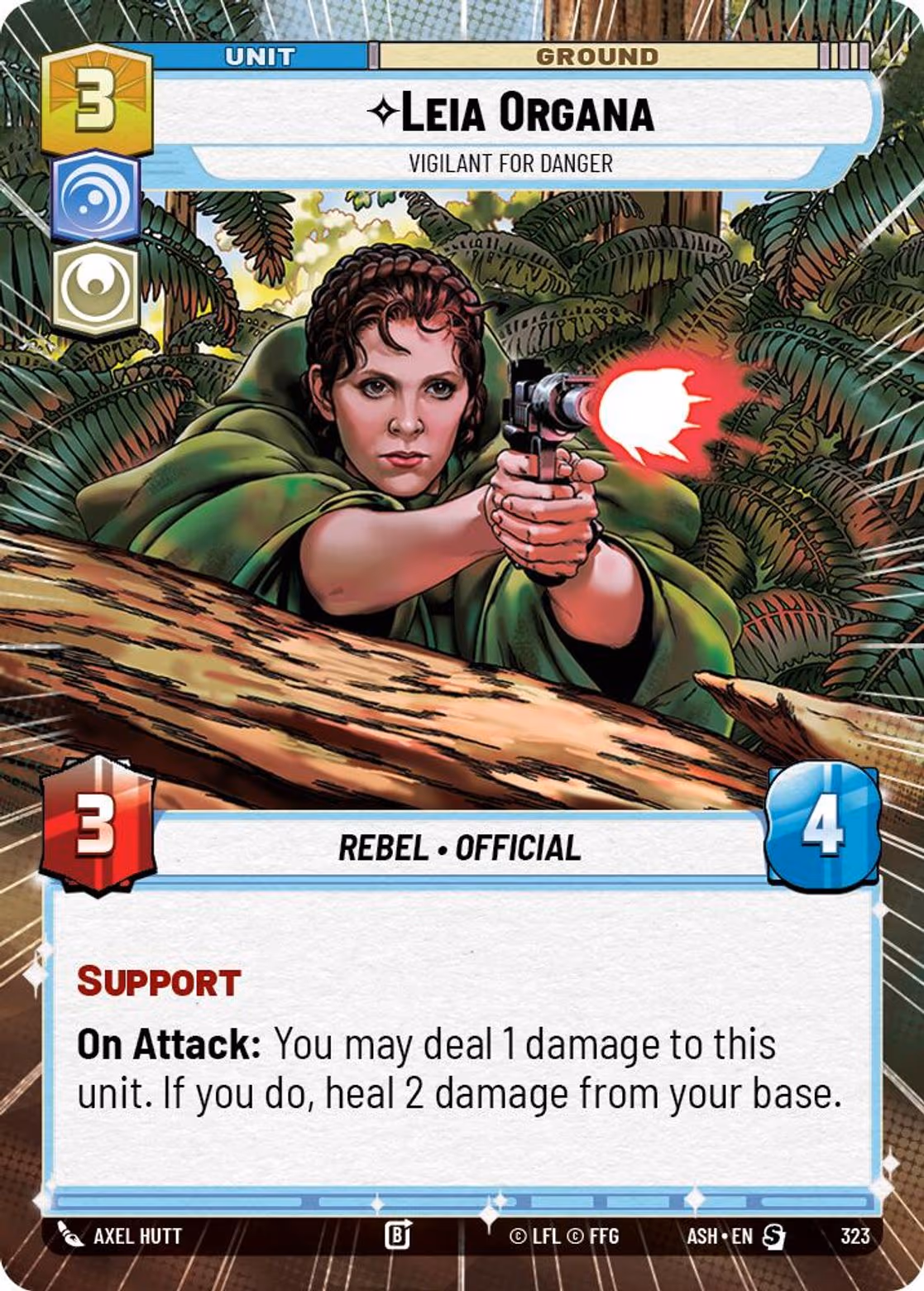 Leia Organa - Vigilant for Danger ASH-323 Hyperspace Star Wars Unlimited card