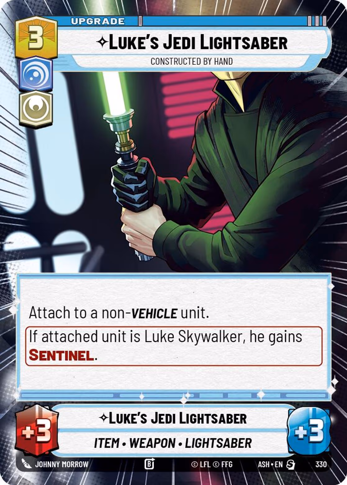 Luke's Jedi Lightsaber - Constructed by Hand ASH-330 Hyperspace Star Wars Unlimited card